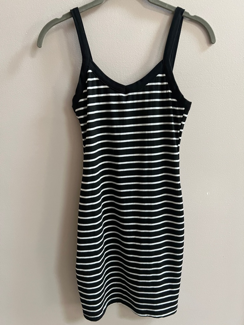 SHEIN Black and White Striped Ribbed Tank Dress Size Small